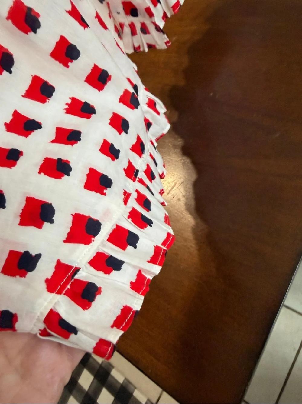 kate spade Cream Blouse with Red and Black Spot Print